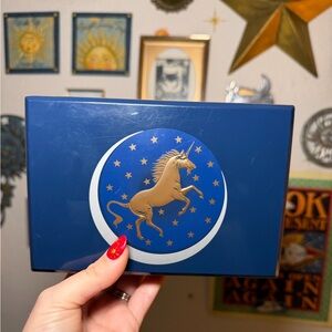 Vintage Blue and Gold Unicorn and Cresent Moon Box